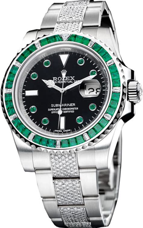 Submariner Diamond Emerald Baguette Unisex Watch 